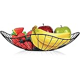 Lainrrew Metal Wire Fruit Basket, Fruit Bowl Fruit Holder Fruit Storage for Kitchen Counter, Metal Fruit Basket Fruit Holder Stand Storage Baskets for Countertop, Home Decor (Black)
