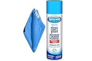 Tituaa Bundle Sprayway Glass Cleaner, Window Cleaner, Spray foam with 1-Pack Bonus 16x16 Microfiber Cleaning Cloth Towel Rags (19 Oz Can) (Packs of 1)