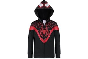 Marvel Miles Morales Spider-Man Boys Zip Up Hooded Sweatshirt for Toddlers and Big Kids