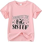 Promoted to Big Sister Shirts for Toddler Baby Girls Announcement T-Shirt Summer Short Sleeve Tees Big Sis Tops