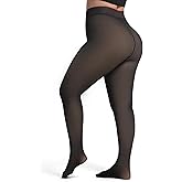 KBVOT Plus Size Fleece Lined Tights Women Sheer Warm Pantyhose Leggings Fake Translucent Thermal Winter Thick Large Tights