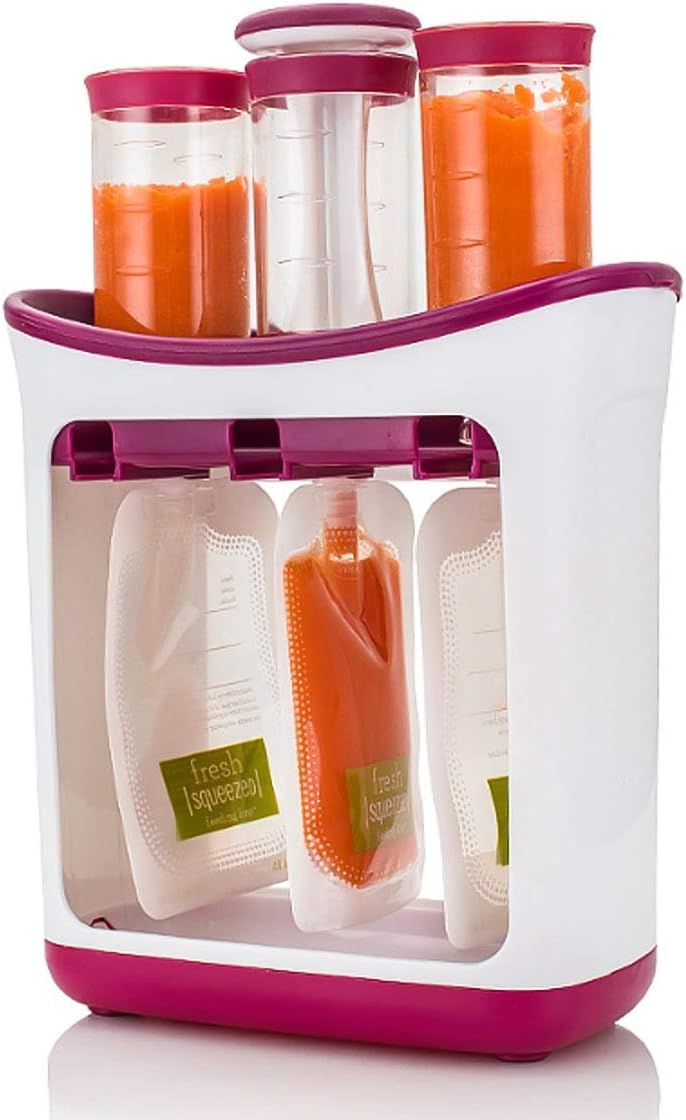 Baby Food Squeeze Station, Homemade DIY Fresh Fruit Juice Squeeze Station Infant Baby Food Maker with 10 Replacement Storage Bags