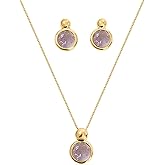 BStones - Brazilian Designed Gold Plated Earrings and Necklace with natural gemstone - Comfy Hypoallergenic Statement Jewelry set for Women 0.7 inch (1,8 cm) Made in Brazil