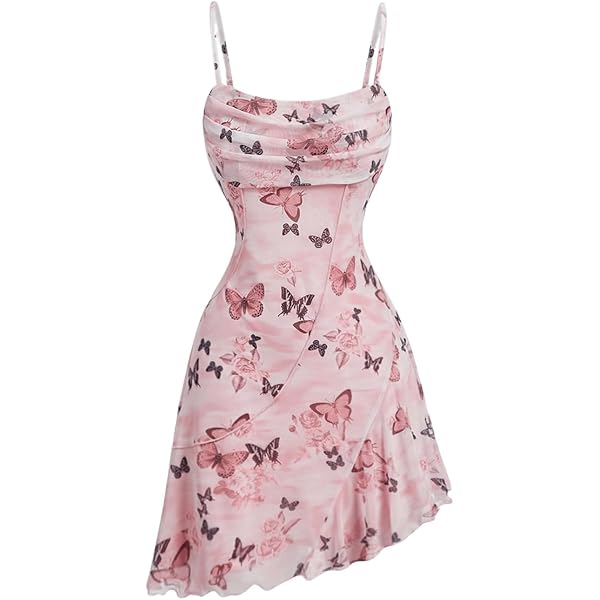 MakeMeChic Women's Butterfly Print Halter Dress - Backless Tiered Ruffle Mini Dress - View #4