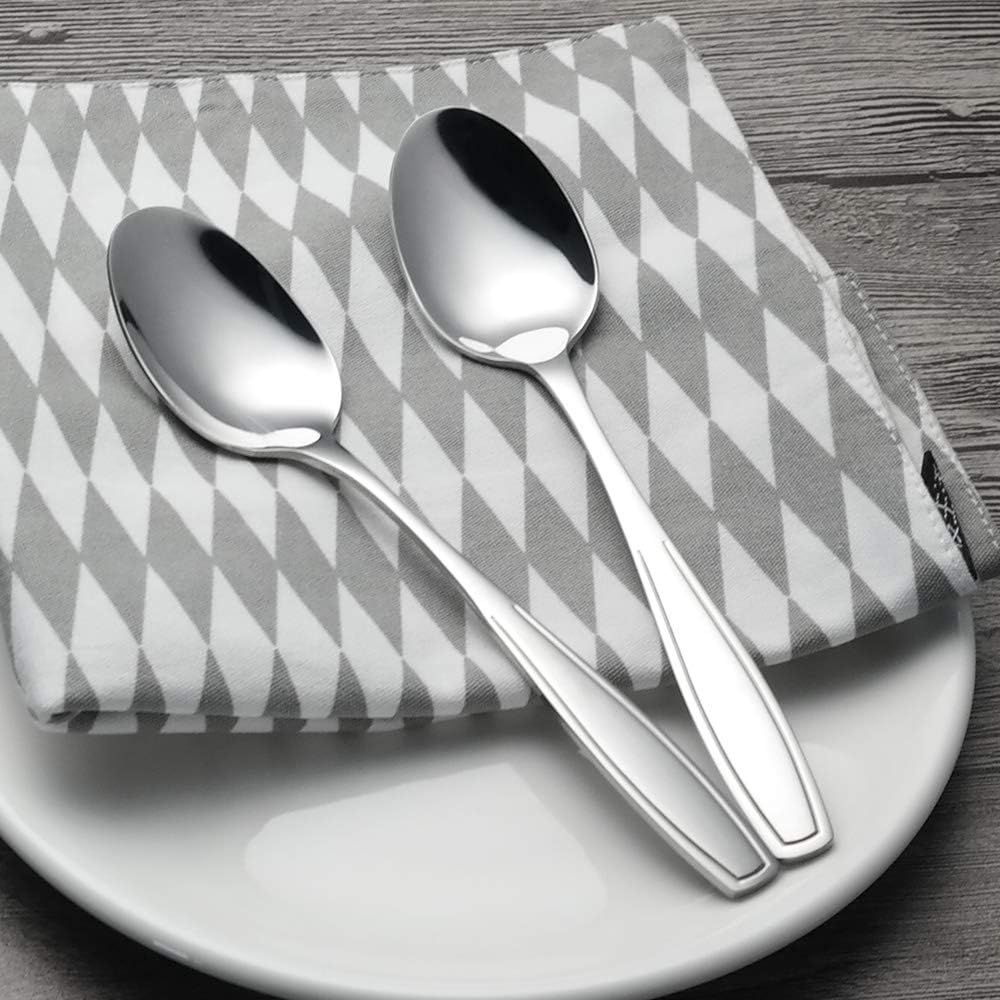 Annkky 12 Pieces Stainless Steel Table Dinner Spoon Set, Silver - Image 5