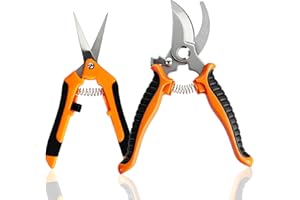 UPEOXT Garden Pruning Shears, Small Plant Scissors, 2 Piece Hand Tool Set, Pruner for Tree Branch, Trimming Snips, Heavy Duty