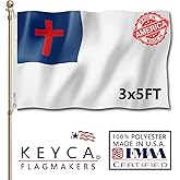 KEYCA Christian Cross Flag 3x5 FT Made in The USA- Heavy Duty Vibrant Colors Double Sided Christianity Church Jesus Faith Flag with 2 Brass Grommets for Home/Company/Indoor Outdoor Decoration