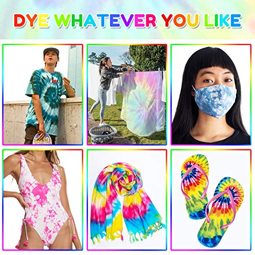 AIRCOVER Tie Dye DIY Kit for Kids, Adults and Groups. 26 Colors All-in-1 Tie Dye Set, One-Step Shirt Fabric Dye Kit with Rubber Bands Gloves Table Cover Wooden Clips for Christmas Party Supplies