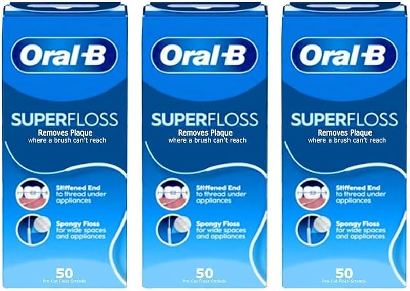 Oral-B Super Floss Pack of 3 50 Strands Each 150 Total Pre-Cut Dental Flossers