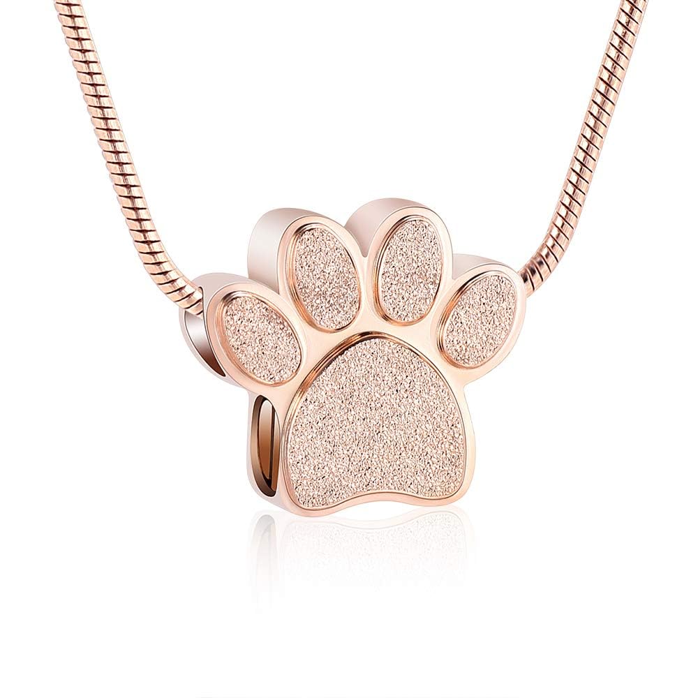 Pet Urns For Dogs/Cats - Pet Urn - Pet Ashes Necklace - Paw Print Urn Necklace with Mini Keepsake Urn Memorial Ash Jewelry