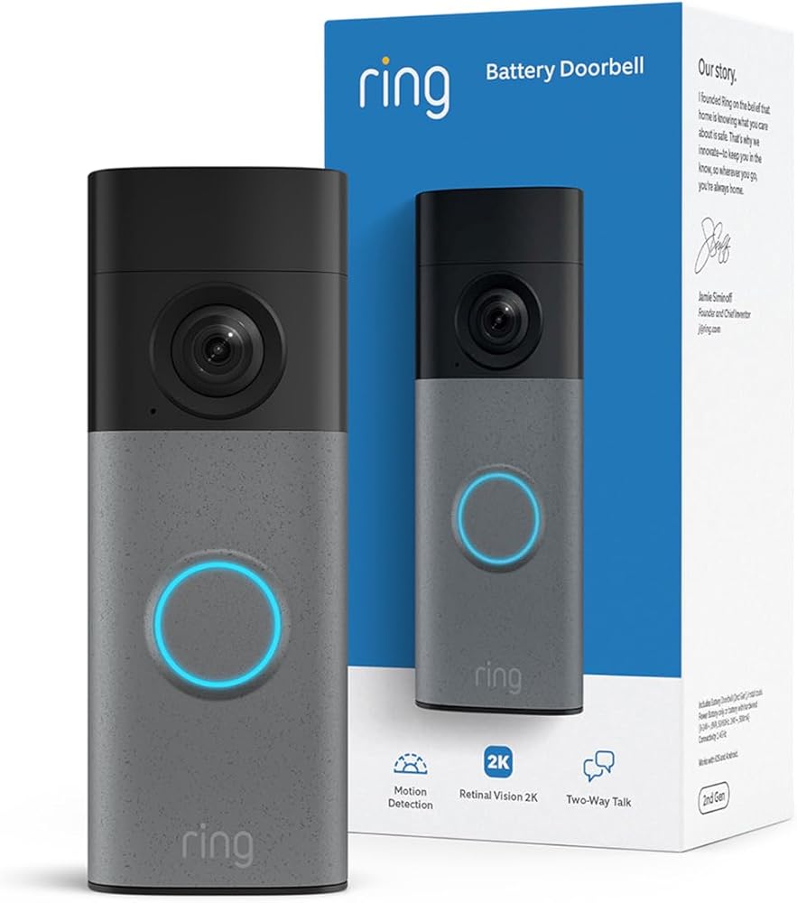 Ring Battery Doorbell 2K (newest model) Retinal 2K with wide-angle video, up to 6x Enhanced Zoom, Two-Way Talk, and Built-In