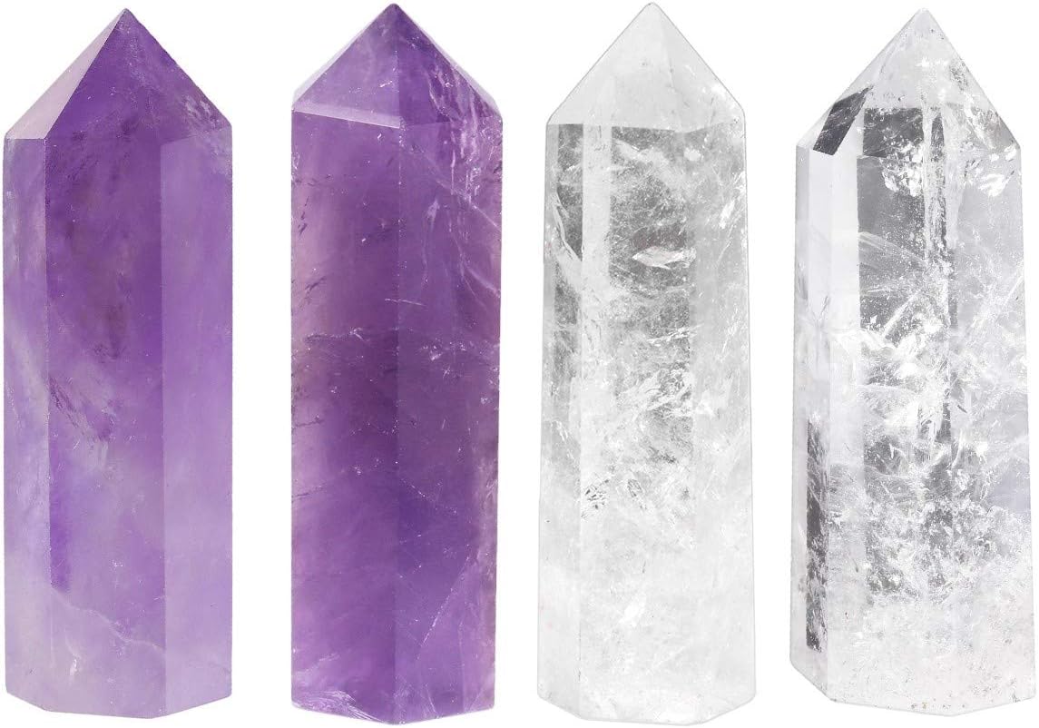 mookaitedecor Natural Healing Crystal Wands Set of 4