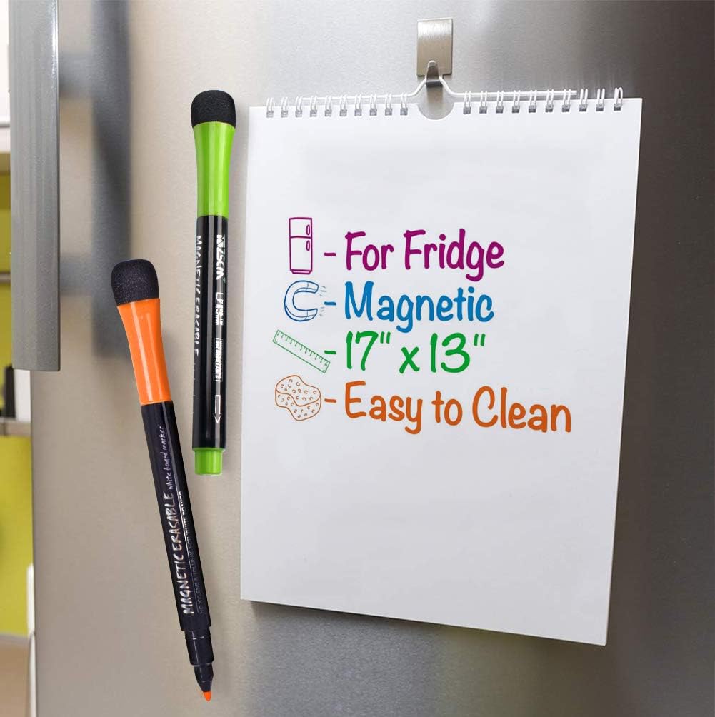 ZSCM 12 Colors Magnetic Fine Tip Dry Erase Markers with Erasers, Low Odor Fine Point Erasable Whiteboard Marker Pen for Classroom Work Office Supplies : Office Products