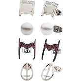 Marvel Studios WandaVision Stainless Steel Stud Earrings Set, 4 Pairs | Officially licensed Marvel set, four pairs of studs, base metal charms with stainless steel posts for everyday fandom wear