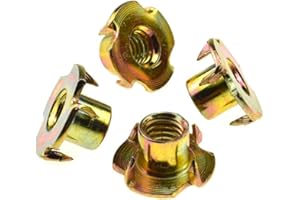 Odinest 3/8 Inch-16 X 7/16 Inch T Nut 4 Prong Tee Blind Nuts Threaded Insert Clean Threads No Rust Carbon Steel Zinc Plated for Wood Rock Climbing Wall Holds Plywood Particle Board CNC Router 22 Pack