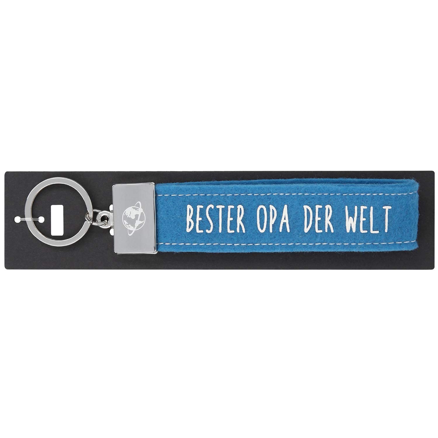 Depesche 004298-095 Loops Felt Keyring with Engraved Metal End and Iconic Print Bester Opa der Welt, Blue, Approx. 18.7 x 4.4 x 1 cm