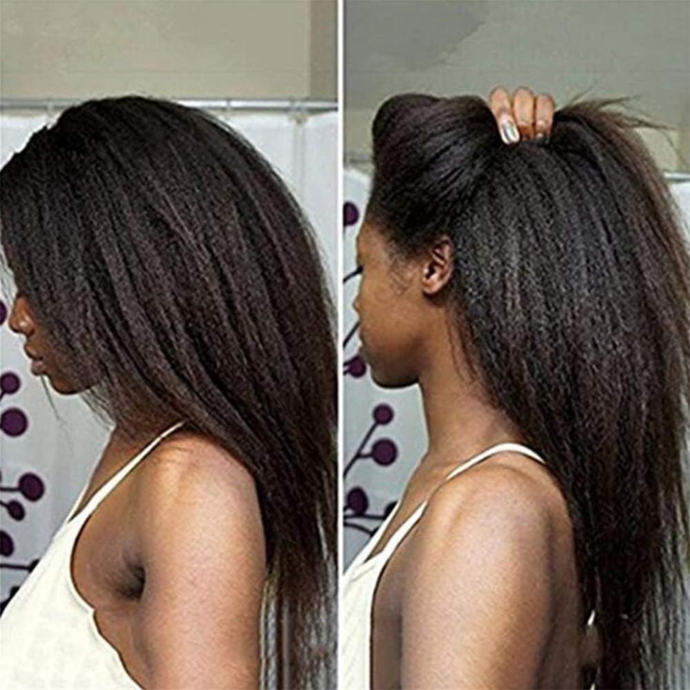 Wig Queen Brazilian Kinky Straight Lace Front Human Hair Black For Women Pre Plucked With Baby Hair Remy Afro Coarse