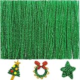 Iooleem 200pcs Green Glitter Pipe Cleaners, Glitter