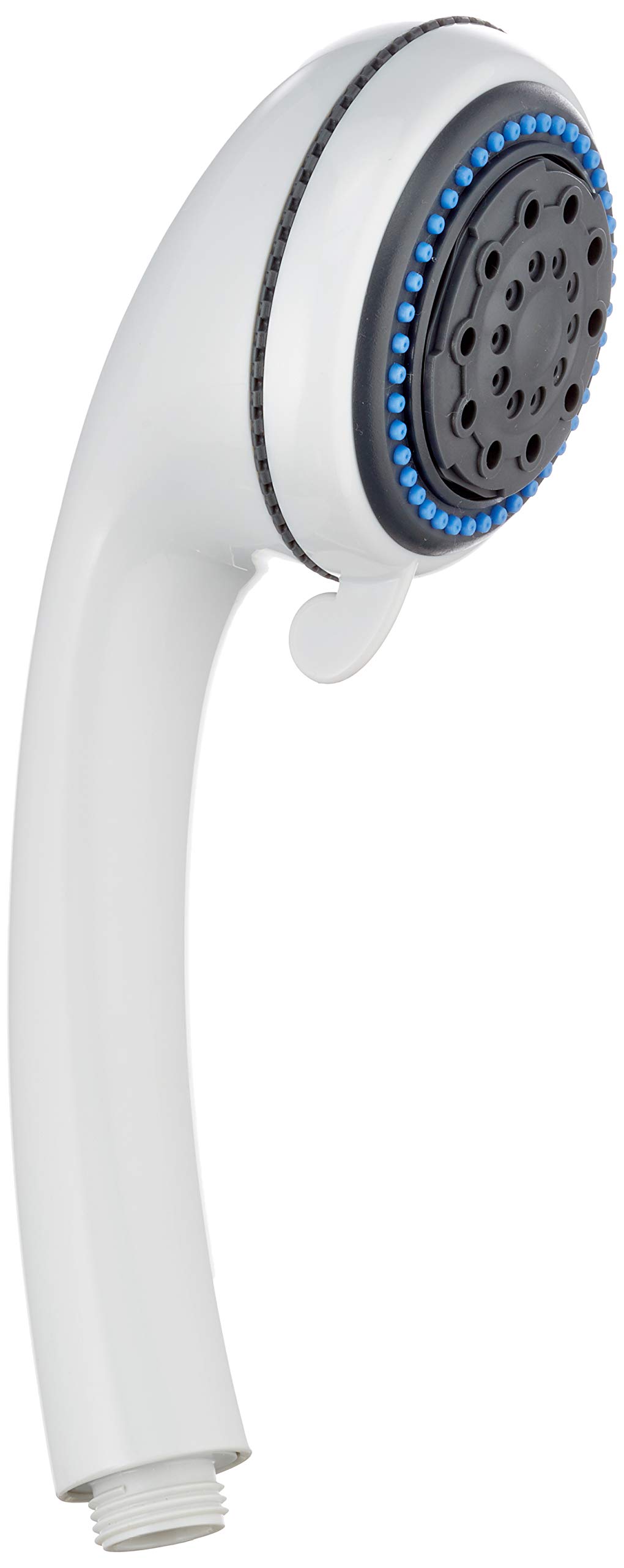 Croydex Three Function White Shower Head - Handset with with Rub Clean Nozzles, White, Large Shower Head for Low Pressure Systems, Universal ½” B.S.P Connection