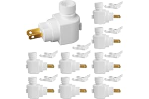 ENIPEDITA 9 Sets Night Light Bases, with Metal Clips and On/Off Switch White Plastic Swivel Wall Lamp Plug 360° Plug in Rotat