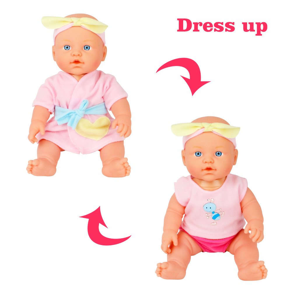 jerryvon Baby Doll Toy Girl Bath Playset Realistic Pretend Play Washable Gifts Accessories for Baby Kid Toddler 3 4 5 6 Years Old