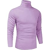 Men's Slim Fit Lightweight Long Sleeve Knitted Pullover Top Turtleneck Sweater T-Shirt