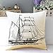 MHB Decorative Nautical Anchor Sailing Map Cotton Linen Throw Pillow Covers 18 x18 Inch (Pack of 4 Pieces)