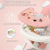 UBRAVOO 3-in-1 Baby High Chair Foldable Pink Dining Chair Tray Toy Rack view 3