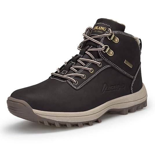 happygo! Herren Winterschuhe Wasserdicht Warm Gefütterte Trekking Wanderschuhe Outdoor Sneaker Schneestiefel Schwarz Braun 39