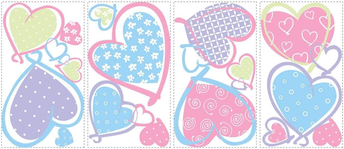 RoomMates Repositionable Childrens Wall Stickers - Hearts, Multi-coloured, 26.5 cm L X 25 cm W - Image 4