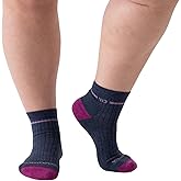 Wide Open Quarter Women's Merino Wool Socks - Single Stripe Everyday Ankle Socks for Wide Feet