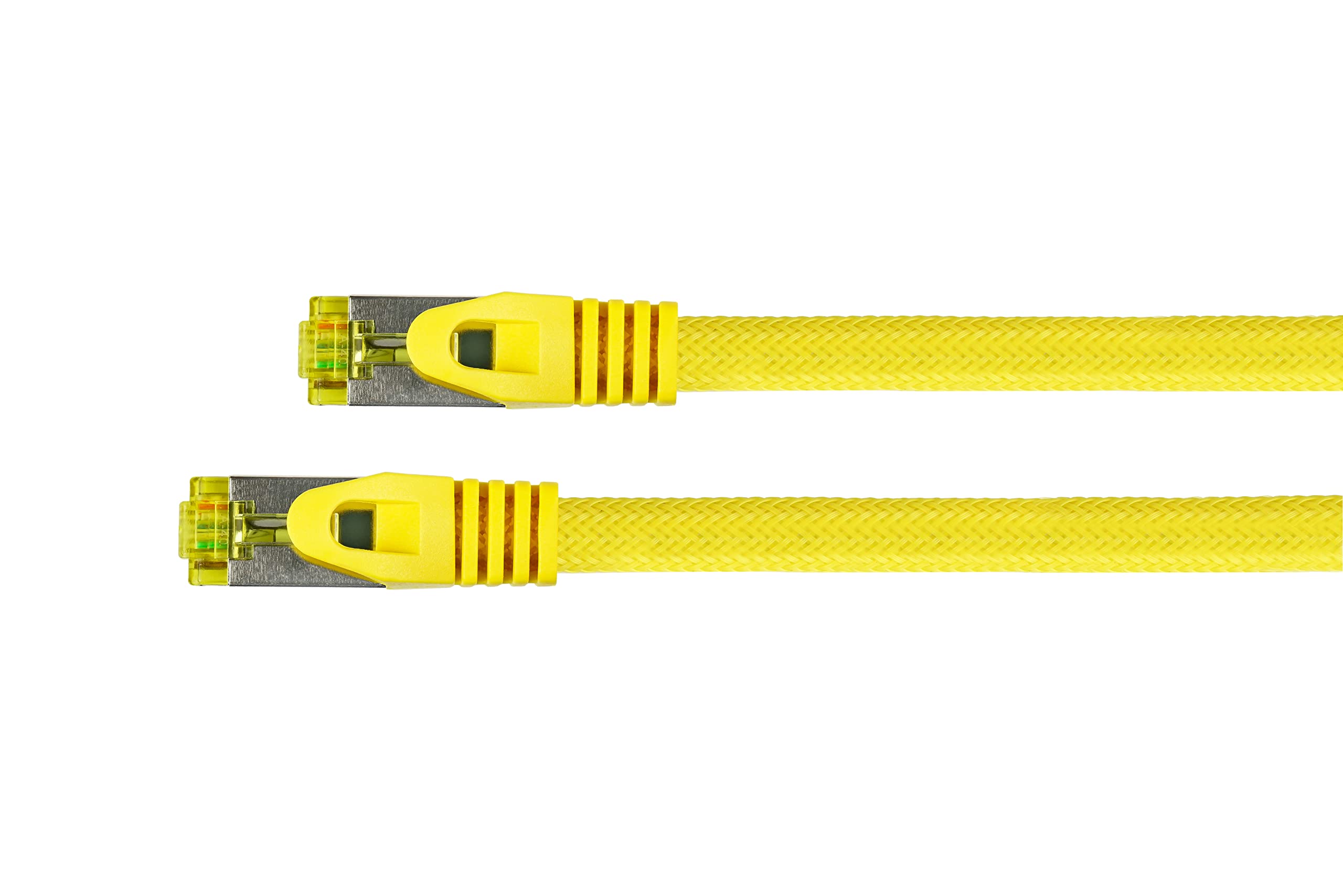 Python Series Ethernet LAN Patch Cable with RNS latch protection and Nylon Mesh yellow yellow 1,5 m