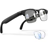 4K AI Smart Glasses with Camera, Bluetooth Call &amp; Translation for Men Women | Video Recording Glasses | Voice Assistant | Music | IP65 Waterproof | Life Vlog Travel |Blue Light+Photochromic Lens
