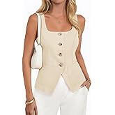 Yousify Womens Suit Vest Button Down Blazer Vest Tops 2026 Summer Sleeveless Tank Top Business Square Neck Waistcoat