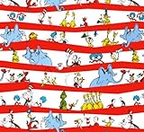 Celebrate Seuss! Character Stripe White Fabric By The Yard