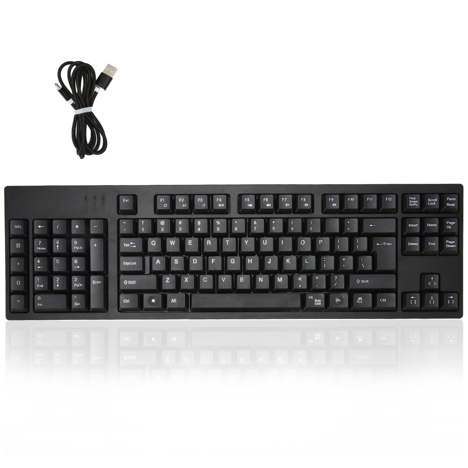 ciciglow Ergonomic Left Handed Keyboard, 109 Keys USB Wired Keyboard with 2 HUB Expansion Interfaces for XP 7 8 10
