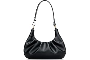 KKXIU Shoulder Bag Crescent Handbag Ruched Purse Underarm Bag Mini Hobo for Women,Detachable Gold Chain Crossbody Bag