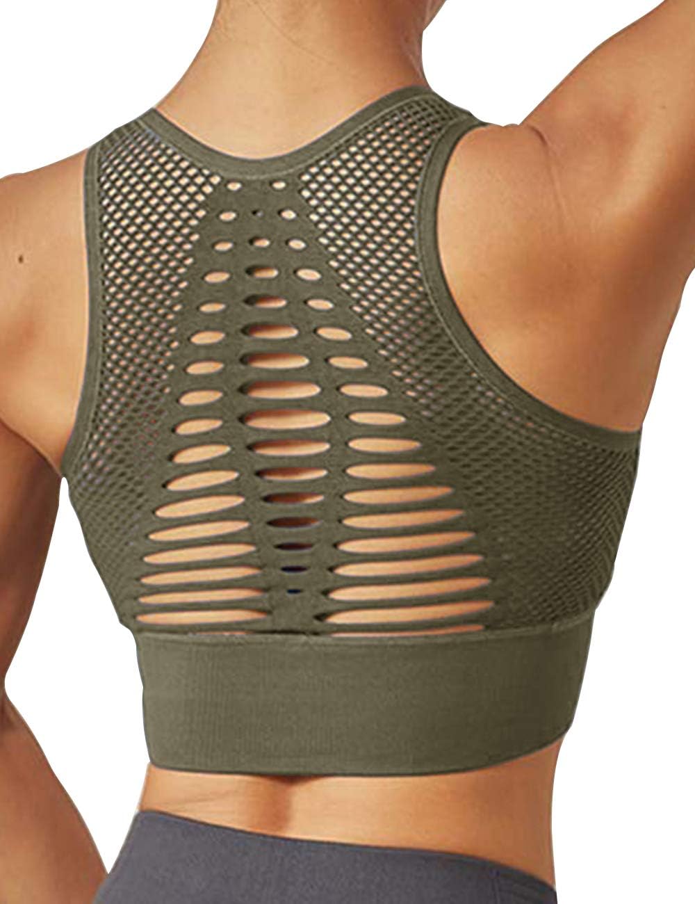 STARBILDLadies Padded Non Wired Wireless Easy Comfort Seamless Running Sports Bra Large Breasts Women High Impact Support Plus Size Vest Crop Tank Top Gym Wear Fitness Clothes Bralette Sportswear UK