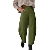 Tankaneo Womens Barrel Baggy Pants Casual Wide Leg Cropped Trousers | Mid rise, Ankle length, Lightweight, Streetwear, Trendy, Street, Side pockets, Loose fit