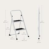 SONGMICS GSL12WT Folding Ladder 2 Steps Alloy Steel White 150 kg EN14183 view 6