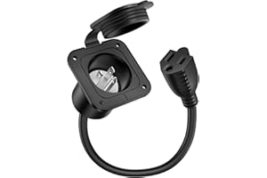 BUMBEE 15 Amp AC Port Plug - 125V Power Inlet Socket with 18 Inch Extension Cord, Shore Power Inlet Plug RV Plugs for Outdoor RV Travel