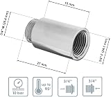 HYDROBIL 3/4" BSP Extension Nipple 15mm Chrome Brass Plumbing Fitting Max 10 view 3