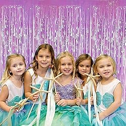TONIFUL 2Pcs Purple Tinsel Foil Fringe