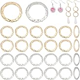 PH PandaHall 100pcs 16mm Hoop Earring Circle Charms Gold Silver Pendants Earring Beading Hoop Round Linking Rings Earrings Beading Frames Connectors for Christmas Jewelry Making Earrings Necklace