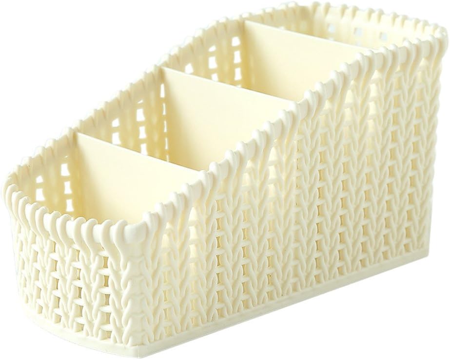 Jianekolaa Desktop Storage Organizer, 4 Basket Compartments Remote Control/Pen Pencil/Cosmetic Holder Box for Office Supplies Countertop Home Kitchen Bathroom