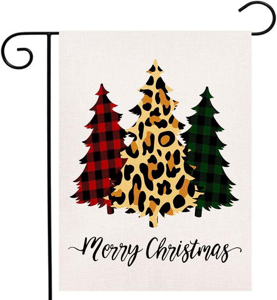 Flags - Buffalo Christmas Tree Garden Flag Vertical Double Sided Merry Xmas New Year Farmhouse Burlap Yard Outdoor Flag 12.5 x 18 Inches (12.5 x 18 Inches)