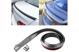 Zpana Car Rear Spoiler Roof Lip Kit, Carbon Fiber Rubber Vehicle Trunk Spoiler Trim Strip for Tailgate Bumper, Punch-Free Auto Exterior Sticker Decor Accessories, Universal Fit (Carbon Fiber)