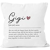 MONALET Gigi Definition Gifts Throw Pillow Cover 18x18, Birthday Pillow Case for Grandmother, Grandma Square Decor Pillowcase for Home Bedroom Living Room Couch Bed Sofa