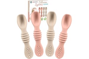SPERRIC Silicone Baby Spoon, Baby Led Weaning, First Stage Baby Spoons, Baby Feeding Spoon Set Gum Friendly BPA Lead Phthalate & Plastic Free, Baby Self Feeding Utensils for Infant & Toddler, Great Gift Set
