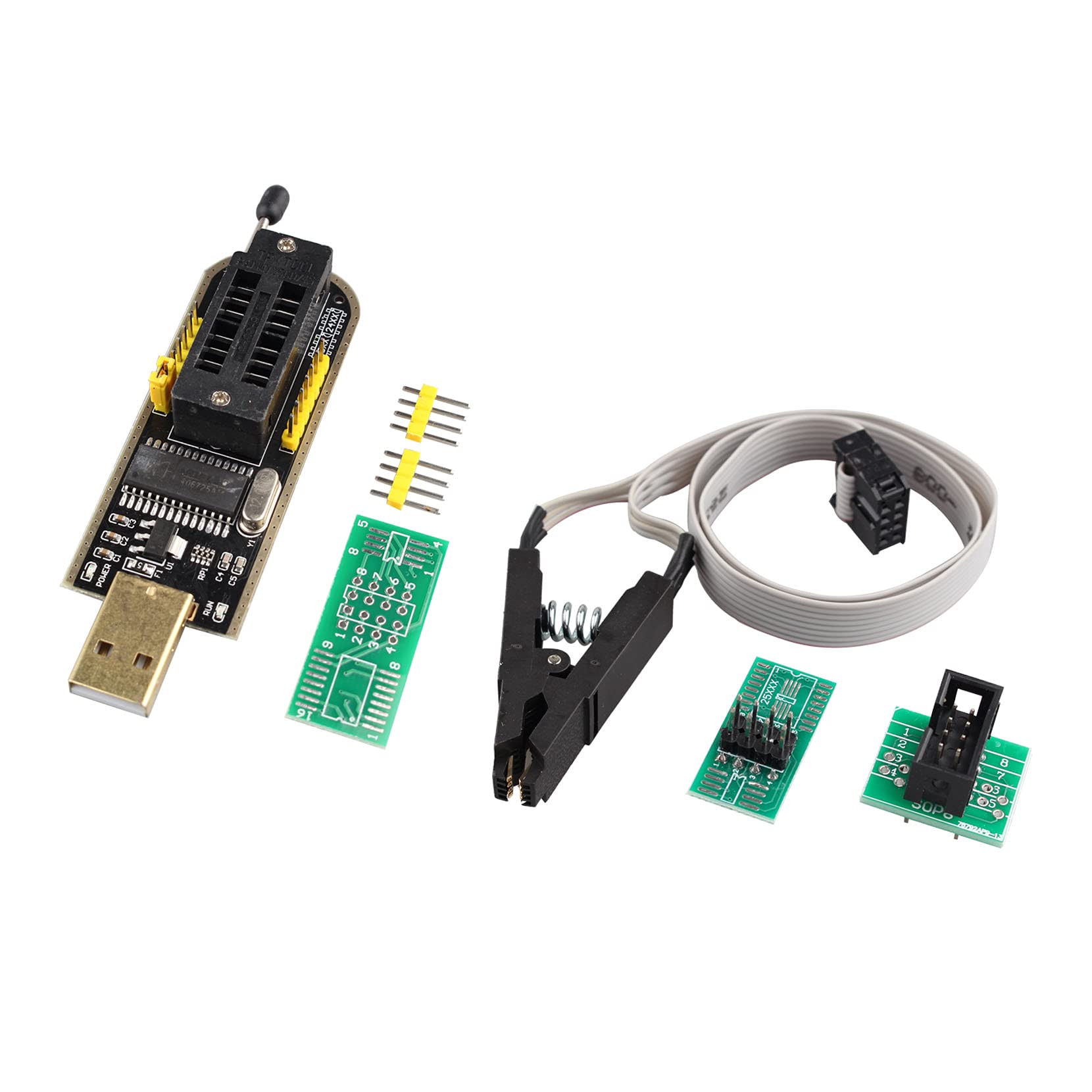 Jopto USB Programmer CH341A 24 25 Series Burner Chip 24 EEPROM BIOS Writer 25 SPI Flash + SOP8 SOIC8 Test Clip Adapter Module for EEPROM 25CXX / 24CXX